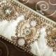 Bridal Satin Wedding Clutch in Ivory with Robin's Egg Blue Crystals (Choose any crystal color)