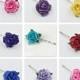 Pretty Mulberry Rose Flower Kirby Hair Grips -  Flower Girls Bridesmaids Lots of Colours, Bridal HairAccessories