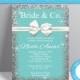 Bride & Co. bridal Shower Invitation, Breakfast at Tiffanys, White bow Theme Invitation,  Digital Download - Nicole