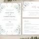 Wedding Invitation Template Suite, Eucalyptus Wedding Invitation, Greenery Wedding Invite Set, Instant Download, DIY, Juliet