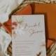 Burnt orange bridal shower invitations, editable bohemian bridal shower invites, pampas grass terracotta dried palm rust baby shower #135-7A