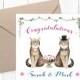 Cat Wedding Card Personalised Wedding Card Congratulations, Mr and Mrs Wedding Card Personalized Wedding Card for Bride and Groom Card