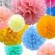 21 Pack of Rainbow Colour Tissue Paper Flower Balls, Pom Pom Flower Balls, DIY Pom Pom Flowers, Party Pom Poms, Wedding Decorations, Decor