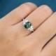 Oval cut blue green sapphire engagement ring vintage white gold engagement ring marquise Diamond wedding Bridal Promise gift for women