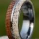 Whiskey Barrel and Deer Antler Ring with Tungsten Band, Mens Ring, Mens Wedding Band, Whiskey Barrel Ring, Deer Antler Ring