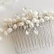 Freshwater Pearl Wedding Hair Comb, Small Pearl Crystal Bridal Hair Comb, Pearl Hair Comb for Bride