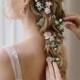 Bridal hair vine, bridal hair vine green, Blush Flower Hair comb, flower hair clip, bridal hair piece