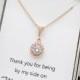 ROSE GOLD Elegant Halo Round Cubic Zirconia Necklace, Bride,Bridesmaid Necklace gifts