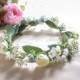 Dried Baby's Breath, Silk Daisy and Eucalyptus Wedding Crown with small white roses