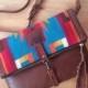 Wool and Leather Convertible Purse, Crossbody Bag, Foldover Leather clutch, Pendleton Wool handbag