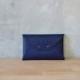 Navy blue leather clutch bag / Blue Envelope clutch / Leather bag available with wrist strap / Genuine leather / Leather bag / MEDIUM SIZE