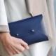 Navy blue leather clutch bag / Navy blue leather bag / Blue envelope clutch / Leather pouch / Makeup bag / SMALL SIZE / Christmas gift