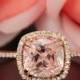 AUTHENTIC 1.50 Carat Peach Pink Morganite and NATURAL Diamond Engagement Ring, Personalized Promise Ring for Women in 14K Solid Rose Gold