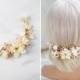 Bridal Hair Vine with Flowers, dried Baby's Breath, blush, ivory, cream flowers, Wedding Headpiece Vintage Inspired Hair piece