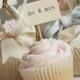 Set of 10 mr & mrs Wedding Cupcake Toppers - ivory with ivory bows