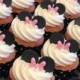 24 sets of Minnie Mouse inspired cupcake toppers/ cup cake toppers / gum paste/fondant cupcake topper