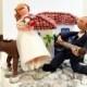 Santorini theme wedding cake topper - Destination wedding
