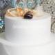 Seahorse Cake Topper Bride Groom Wedding Light Teal Blue Silver Glitter Metal Scroll Beach Nautical Ocean Anniversary Destination SHIP READY
