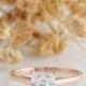 Hidden Halo Moissanite Ring, Princess Cut 6mm Esdomera Moissanite Engagement Ring, Solitaire Ring, 14k Rose Gold, Art Deco Wedding Ring