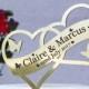 Wedding Cake Topper Heart Cake Decoration. Gold,Silver,Mirror,Clear,Blue,Pink Personalised Topper also for Engagement or Anniversary.