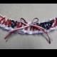 Patriotic American flag Red white blue wedding toss keepsake  prom garter USA military stars stripes Choose navy or white satin