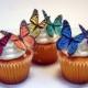 Edible Butterflies Wedding Cake Topper, Rainbow Edible Butterflies, Set of 12 DIY Cake Decor, Edible Cake Decorations, Cupcake Toppers