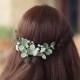 Eucalyptus babys breath hair pins Greenery bridal hair piece Wedding headpiece White gypsophila flower