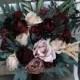 Deep burgundy neutral bouquet - size 17" Bridal bouquet Vine faux bouquet  Wedding flowers Silk flowers Boho wedding