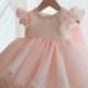 New Tulle Pretty Flower Girl Dresses soft lace toddler Baby Girl Infant lace Dress Kid Wedding Party Tutu Pink