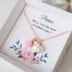 Flower girl proposal gift, personalized necklace, flower girl rose gold jewelry, pink flower necklace, will you be our flower girl, gift box