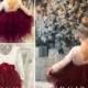 Long Ruffles Bohemian Flower Girl Dress Boho Dress Rustic Winter Wedding - Wine Red Burgundy