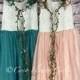 Sleeveless Long Length Teal or Blush Bohemian Flower Girl Dress - with Optional Diamante Sash or Flower Waist Corsage