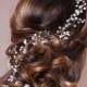 50cm Silver pearl and crystal hair vine for bridal hair style hair accessories hair comb pin tiara vine crown head band flower facinator
