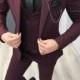 Men Suits Burgundy 3 Piece Slim Fit Elegant Wedding Suit Party Wear Dinner Bespoke For Men