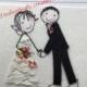 Textile personalised  bride and groom wedding card. embroidered textile card for wedding. I can print  names and date at the top of the card