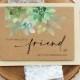Best Friend Wedding Card, Beautiful Friend Gift, To My Bestie On Her Wedding Day, Congratulations, Gifts for Bride, Rustic, Kraft Succulent