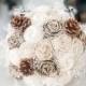 Ivory Sola Wood Flower Bouquet with Pine Cones