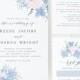 Floral Wedding Invitation Template Download, Hydrangea, Elegant Wedding Invitations, Dusty Blue, Pink