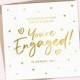 Personalised Cute Engagement Card - Gold, Silver and Rose Gold Card - Engaged Card - You're Engaged Card - Engagement Congratulations Card