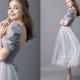 Gray Glitter Bridesmaid Dress / Dress 4 US size / Simple Wedding Corset Dress with Pearls / Prom Dress / Short Wedding Dress