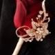 Wedding boutonniere. Brooch boutonniere for groom, groomsmen, flower brooch pin. Rose gold or silverBurgundy boutonniere