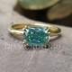 Amazing East to West Radiant Ring, Double Claw Prong Ring, 1.62 CT Green Radiant Moissanite Ring, Solitaire Engagement Ring, Wedding Ring