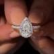 2.20 Carat Pear Shape Moissanite Engagement Ring, Classic Halo Ring, Moissanite Diamond Ring, Unique Simulated Diamond Ring, Valentine Gift