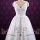 Retro Tea Length Lace Wedding Dress with Floral Lace 