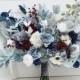 Dusty blue navy blue  burgundy bridal bouquet -  Peonies blue thistle anemone bouquet Bridal bouquet Wedding flowers