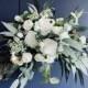 White & Greenery loose tied bouquet, boho, garden bouquet, wedding flowers, bridal bouquet, bridesmaid, flowergirl