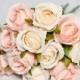 Blush Bouquet, DIY Bouquet, Blush and Ivory Roses, Rose Bouquet, Artificial Roses, Silk Roses, DIY Flowers, Ivory Rose Bouquet, Bridesmaid B