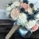 Pink, blush, blue Wedding Bouquet - sola flowers - choose your colors - Custom - lace - Alternative bridal bouquet - bridesmaids bouquet