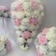Artificial wedding bouquets flowers sets ivory pink