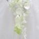 Ivory & Pearl Wedding Bouquet-Waterfall Bridal Bouquet-Crystal Bridal Flowers-ivory waterfall Bouquet-Bridesmaid Bouquet- Silk Flowers Bride
